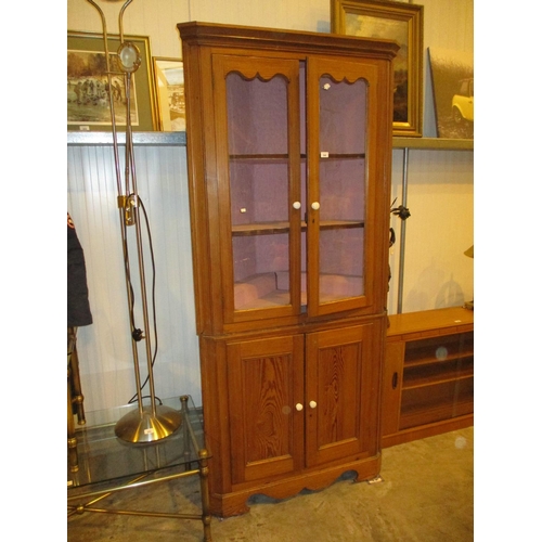 548 - 19th Century Pitch Pine Double Corner Cabinet