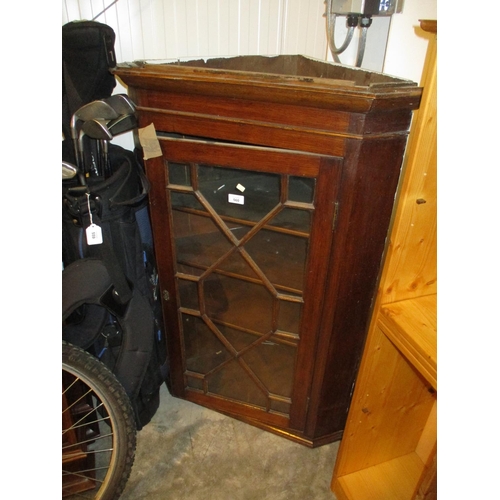 560 - Oak Astragal Glazed Corner Cabinet