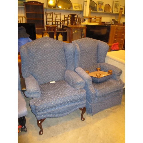 609 - Wing Back Chair, Easy Chair and Stool