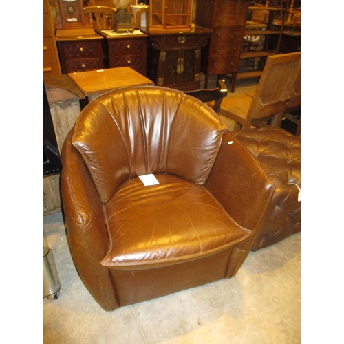 612 - Iolino Brown Leather Tub Chair