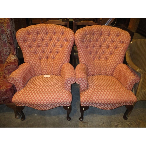 616 - Pair of Victorian Style Deep Buttoned Chairs