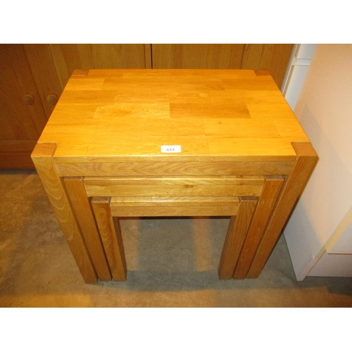 653 - Modern Oak Nest of 3 Tables