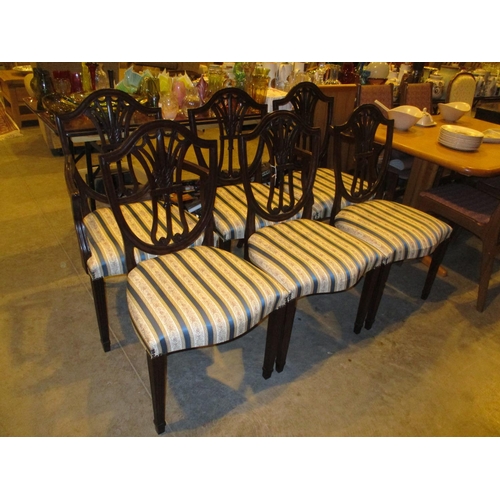 660 - Set of 6, 2 Arm and 4, Mahogany Shield Back Dining Chairs