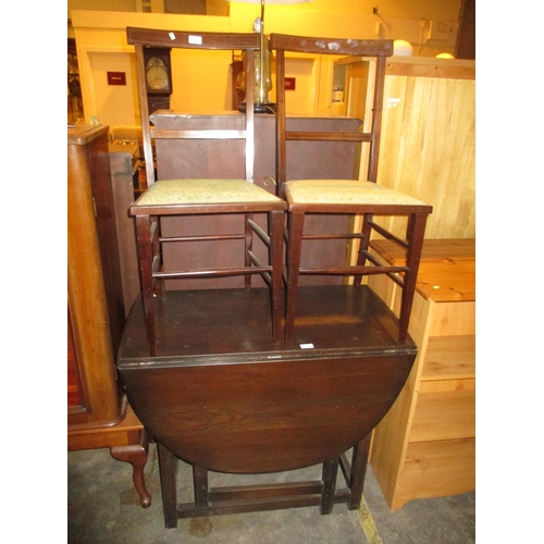 678 - Pair of Inlaid Mahogany Bedroom Chairs and a Gateleg Table