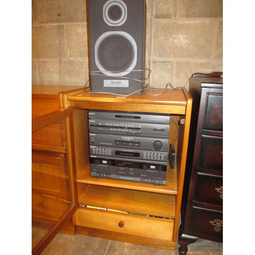 709 - Sony Stereo with Speakers and Cabinet