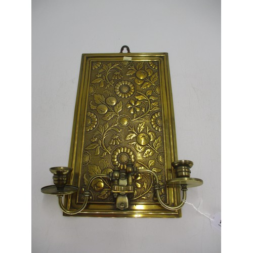 304 - Art Nouveau Brass 2 Branch Wall Sconce