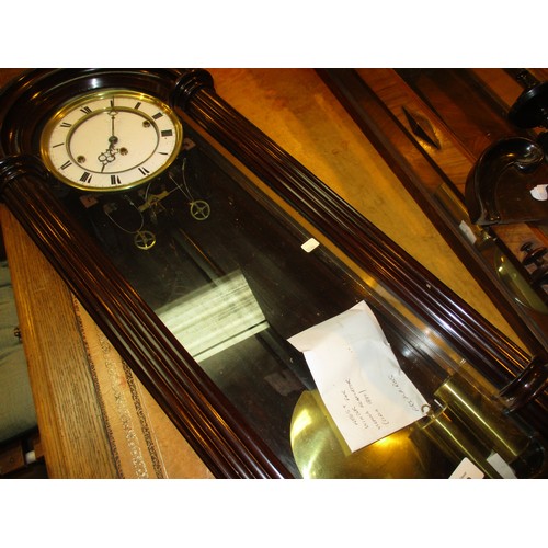 140 - Victorian Vienna Mahogany Case 2 Weight Regulator Wall Clock