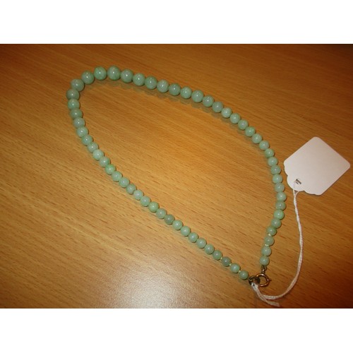 359 - Green Hard Stone Necklace with Silver Clasp