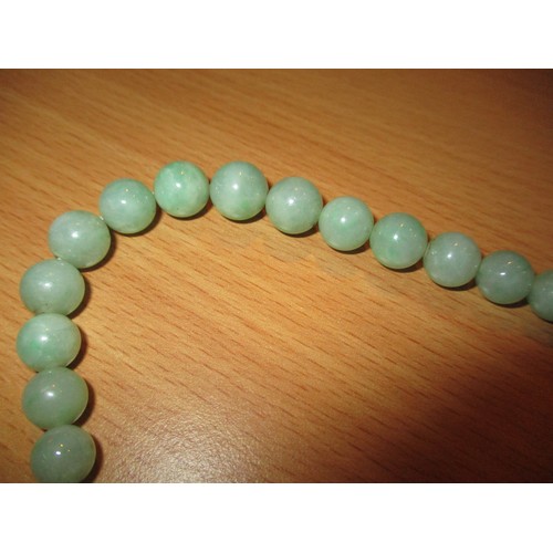 359 - Green Hard Stone Necklace with Silver Clasp