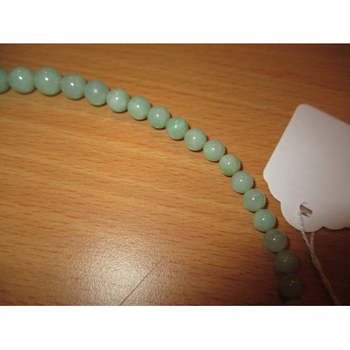 359 - Green Hard Stone Necklace with Silver Clasp