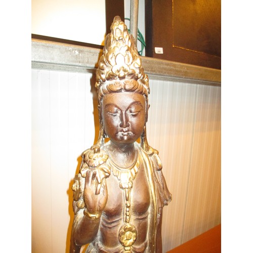 263 - Chinese Part Gilded Stoneware Figures, 103cm