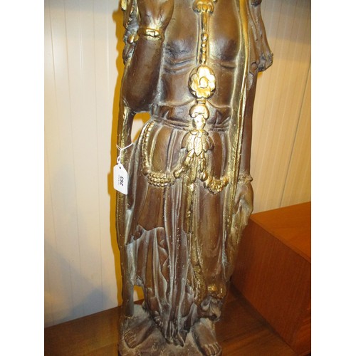 263 - Chinese Part Gilded Stoneware Figures, 103cm