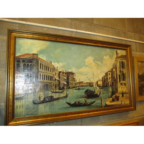 527 - After Canaletto, Oil on Canvas, Grand Canal Venice, 51x94cm