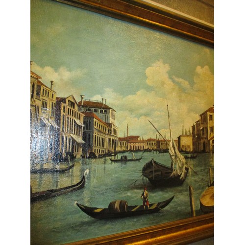 527 - After Canaletto, Oil on Canvas, Grand Canal Venice, 51x94cm