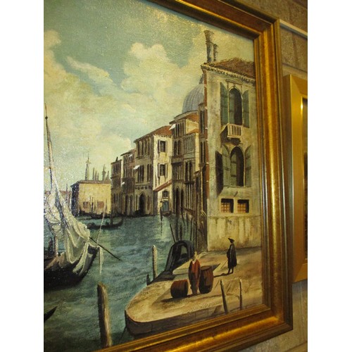 527 - After Canaletto, Oil on Canvas, Grand Canal Venice, 51x94cm