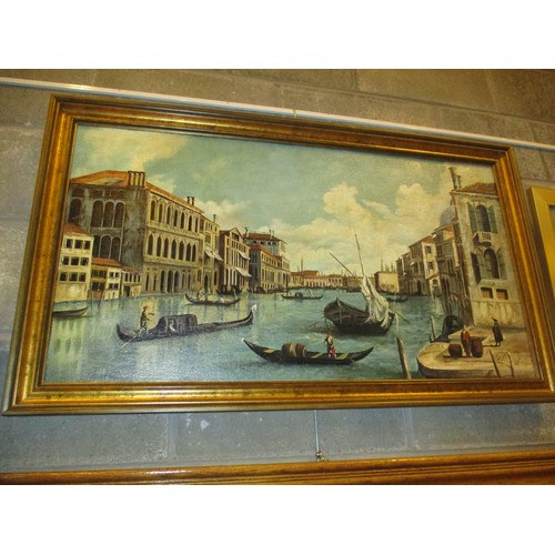 527 - After Canaletto, Oil on Canvas, Grand Canal Venice, 51x94cm