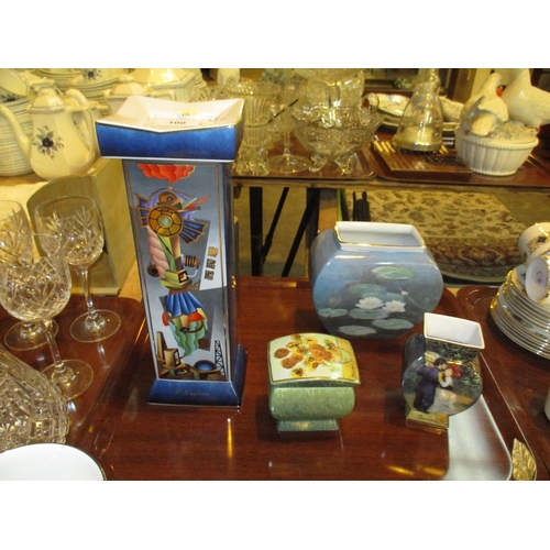 100 - Goebel Artis Orbis Candlestand, 2 Vases and Box