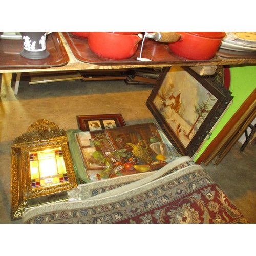 109 - Brass Frame Mirror and Various Pictures