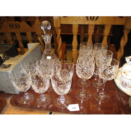 175 - Crystal Decanter and 2 Sets of 6 Wine Goblets