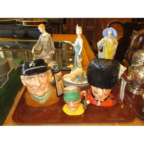 192 - Three Royal Doulton Character Jugs and 3 Classique Figures