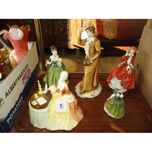 207 - Four Royal Doulton Figures and a Capo di Monte Figure