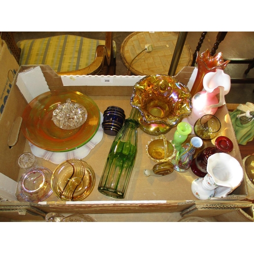 209 - Box of Coloured Glasswares etc