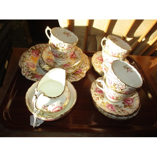 215 - Coalport Floral and Gilt 21 Piece Tea Set