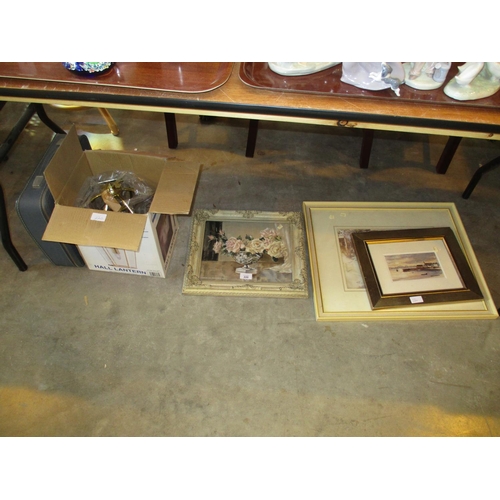 220 - William Johnston Still Life Painting, 2 Prints, Lantern and Portable Typewriter