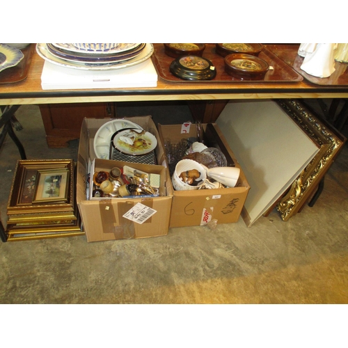 221 - Two Boxes of Ceramics and Glass, Various Pictures and Mirrors