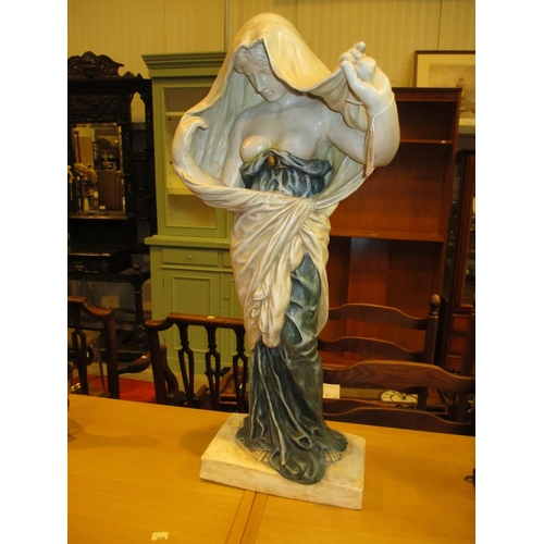 260 - Art Nouveau Style Pottery Figures of a Woman, 63cm