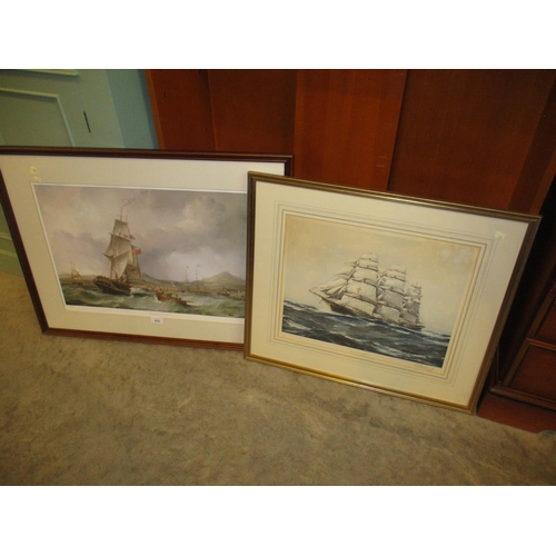 275 - J Spurling Signed Print of The Dreadnought, and a J W Carmichael Print