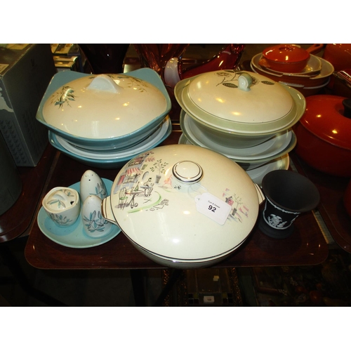 92 - Mid 20th Century Tureens, Condiments and a Wedgwood Vase