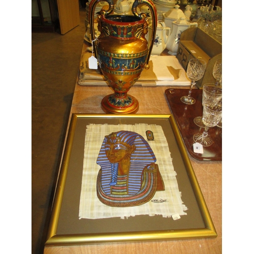 98 - Egyptian Decorated Vase and Papyrus Picture