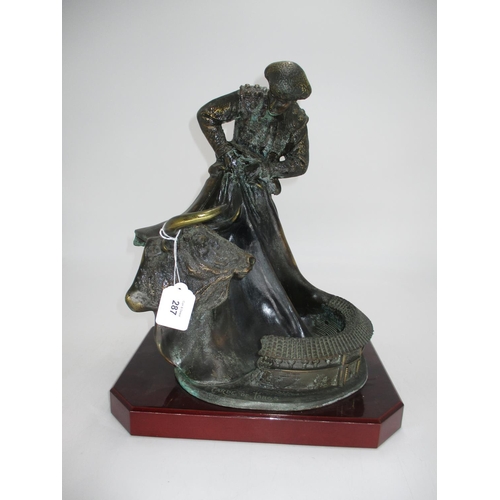 287 - Bronzed Bullfighting Group Titled Carde De Toros, 32cm high