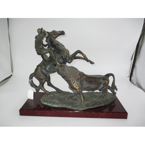 288 - Bronzed Group of a Matador on Horseback with a Bull, 32cm high