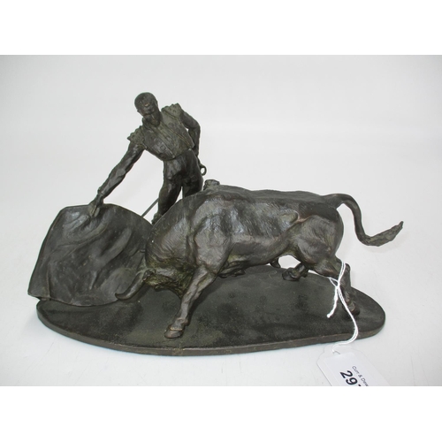 297 - Jose Maria Moreno Bronze Group of Matador and Bull, 24cm long