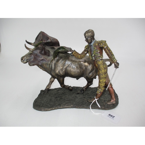 299 - Bronzed Group of a Matador and Bull, 25cm long