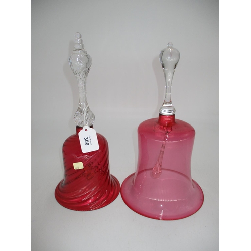 300 - Two Ruby Glass Bells