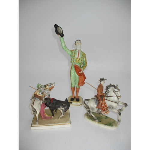 303 - Galvez Porcelain Matador and 2 Matador on Horseback Groups