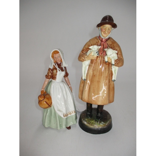 322 - Two Royal Doulton Figures, Lambing Time HN1890, Milkmaid HN2057