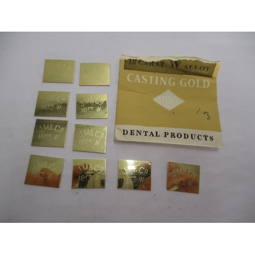 326 - Johnson Matthey & Co. Dental Casting Gold Stamped 18ct W, 31g