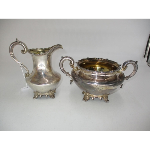 344 - Victorian Silver Sugar and Cream, London 1838, Maker EJEW, 668g