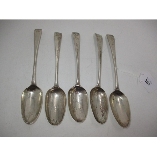 351 - Five Silver Table Spoons, London Possibly 1760, Maker WF, 314g