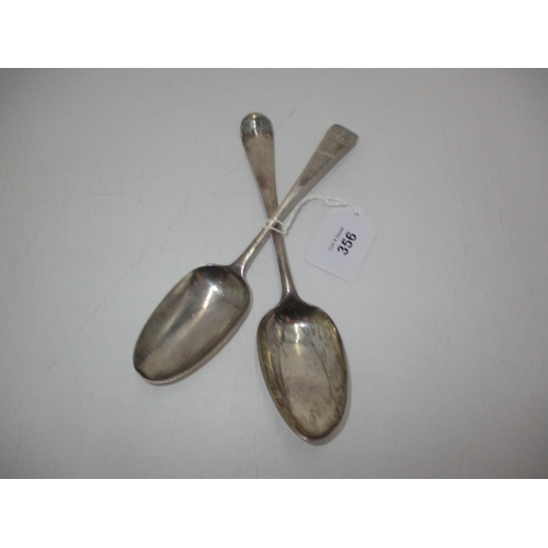 356 - Two 18th Century Silver Table Spoons, hallmarks rubbed, 130g