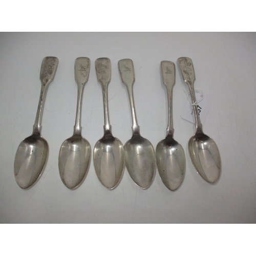 357 - Set of 6 Silver Dessert Spoons, London 1851/52, 290g