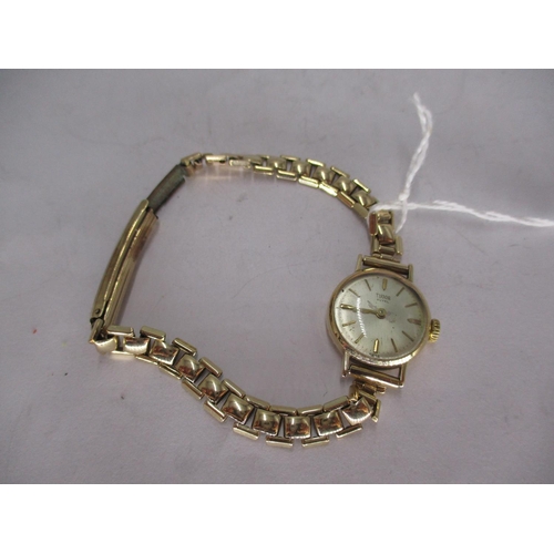 385 - Ladies 9ct Gold Tudor Royal Watch on a Plated Bracelet, 16g total