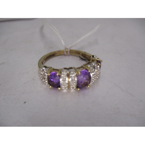 389 - 9ct Gold Purple and White Stone Ring, 3.8g, Size R