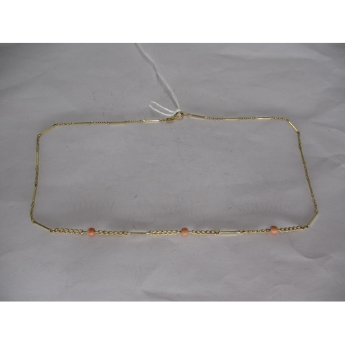 399 - 9ct Gold and Coral Necklace, 3g