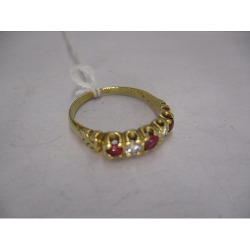 404 - Ruby and Diamond 5 Stone Ring, 3.6g, Size P