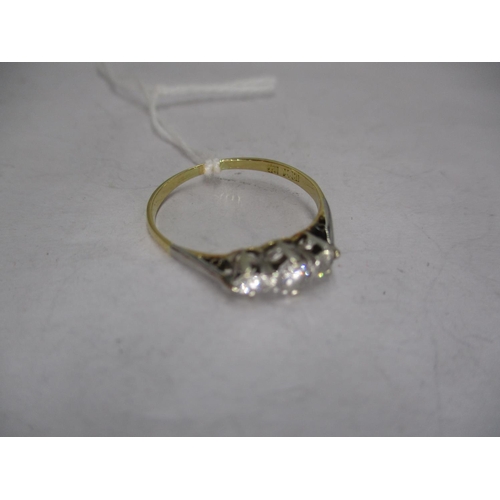 411 - 18ct Gold 3 Stone Diamond Ring, 1.6g, Size O